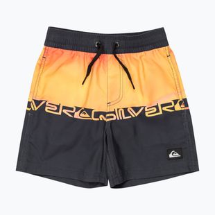 Quiksilver Everyday Straight Volley 12" fiery coral wordblock children's swim shorts