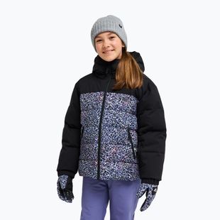 Children's snowboard jacket ROXY Snowyhill Printed Puffy true black wildin out rg