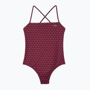 Lacoste women's one-piece swimsuit MF7264 penumbra / alizarin / red