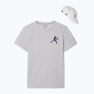 Men's tennis shirt Lacoste TH1044 silver chine/navy blue