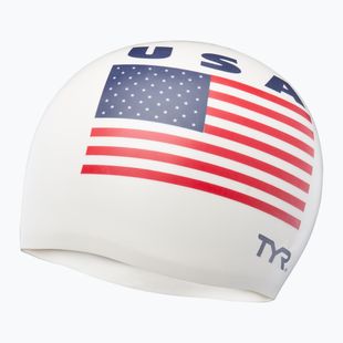 TYR USA Silicone swimming cap white