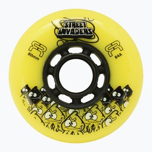 Roller skate wheels FR Skates Street Invaders Wheels 80mm/84A X4 yellow/black