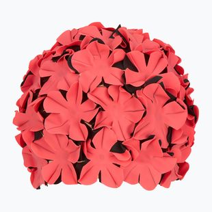 Women's swim cap Fashy Flowers red / black
