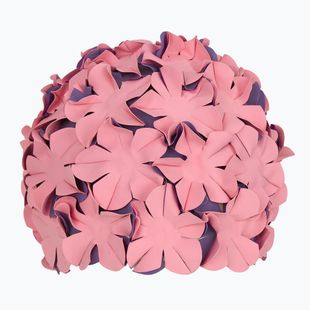 Women's swim cap Fashy Flowers rose / purple