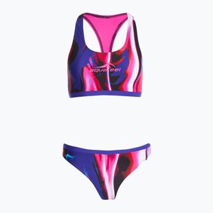 Women's two-piece swimsuit aquafeel Racerback blue pink flames