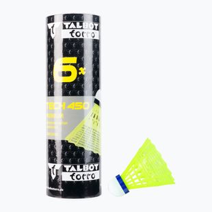 Talbot-Torro Tech 450 badminton shuttlecocks, Premium Nylon 6 pcs yellow 469183