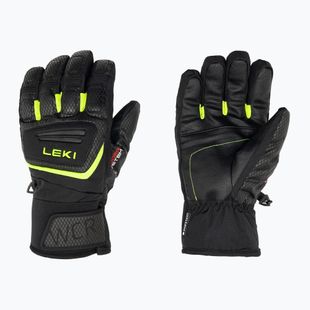 LEKI WCR Team 3D Junior ski gloves black ice/lemon