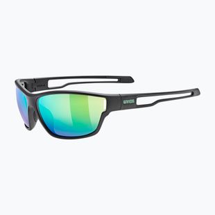 Sunglasses UVEX Sportstyle 806 black matt/mirror green