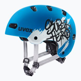 Children's helmet UVEX Kid 4 Style super hero blue matt