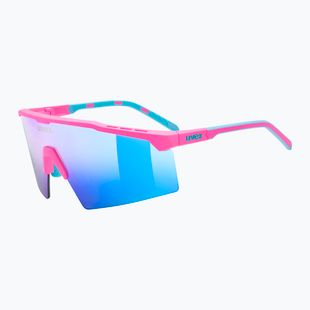 Sunglasses UVEX Flowline pink matt/mirror blue