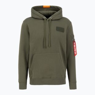 Men's Alpha Industries Red Stripe Hoodie dark green