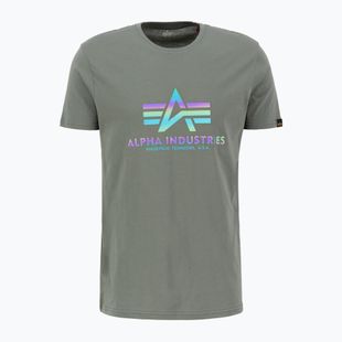 Alpha Industries men's Basic Rainbow Reflective vintage green t-shirt