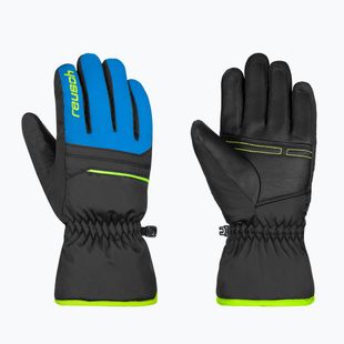 Reusch Alan Junior children's ski gloves black/brilliant blue/safety yellow