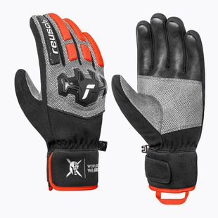 Men's ski gloves Reusch Worldcup Warrior R-Tex XT black/silver/fluo red