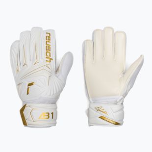 Children's goalkeeper gloves Reusch Attrakt AB1 Solid Junior white/gold