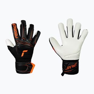 Goalkeeper gloves Reusch Attrakt Advance Finger Support black/shocking orange