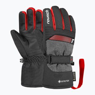 Children's ski gloves Reusch Rocket GORE-TEX black/black melange/fire red
