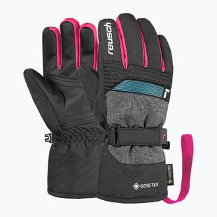 Children's ski gloves Reusch Rocket GORE-TEX black/black melange/pink glo