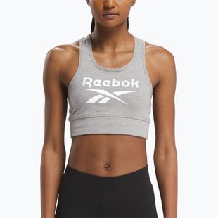 Reebok Identity Big Logo medium grey heather/white women's training bra
