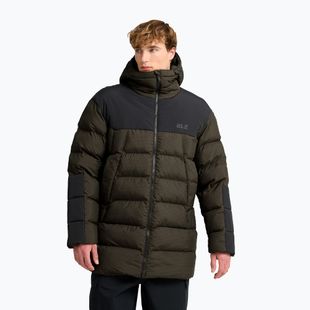 Men's insulated jacket Jack Wolfskin Icy Hollow Hooded obsidian moss