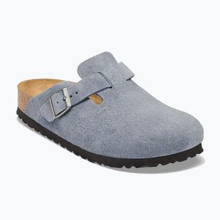 Slides BIRKENSTOCK Boston Suede Leather stone blue