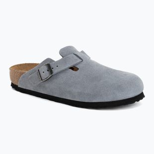 Slides BIRKENSTOCK Boston Suede Leather stone blue