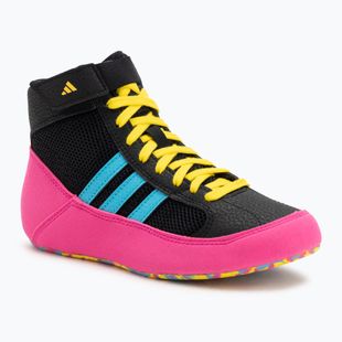 Children's boxing shoes adidas Havoc core black/signal cyan/yellow