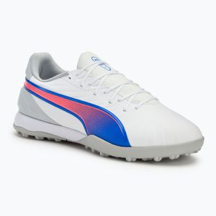 PUMA King Match TT football boots puma white/bluemazing/flat light grey/sunset glow