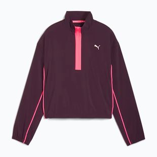 Women's running jacket PUMA Run For Her Fashion Woven 1/2 ZIP midnight plum/ sunset glow