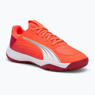 PUMA Accelerate Jr children's handball shoes glowing red/white/dark crimson/black