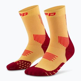 CEP Women's Compression Socks Run Mid Cut 5.0 marigold/burgundy