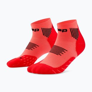 Women's compression socks CEP Run Low Cut 5.0 neon coral