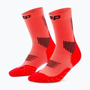 Men's compression socks CEP Run Mid Cut 5.0 neon coral