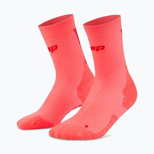 Women's socks CEP Ultralight Mid Cut 4.0 neon coral/red