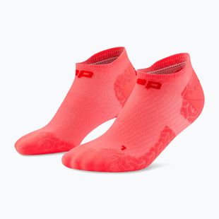 Men's compression socks CEP Ultralight No Show 4.0 neon coral/red
