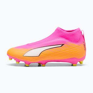 Children's football boots PUMA Ultra 6 Match+ LL FG/AG Jr poison pink/puma wht/sun stream/bright aqua/puma blk