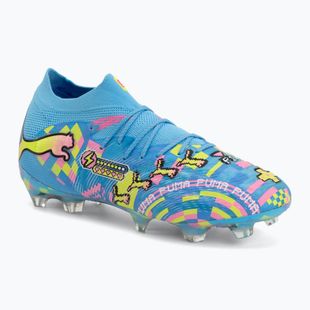Football boots PUMA Future 9 Ultimate Advanced Level FG puma white/blue glimmer/pink glimmer/yellow alert