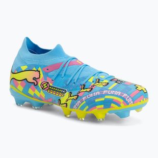 Football boots PUMA Future 9 Match Advanced Level FG/AG puma white/blue glimmer/pink glimmer/yellow alert