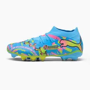 Football boots PUMA Future 9 Match Advanced Level FG/AG puma white/blue glimmer/pink glimmer/yellow alert