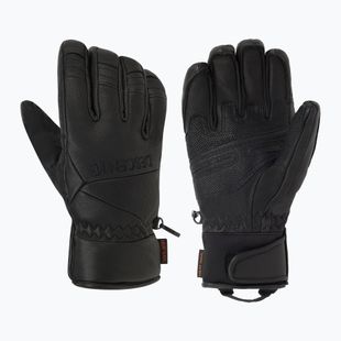 Men's ski gloves Descente Black leather