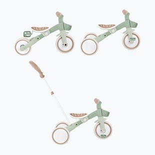 Three-wheeled balance bik with handle Globber Learning Trike 2in1 Plus Ecologic pistachio