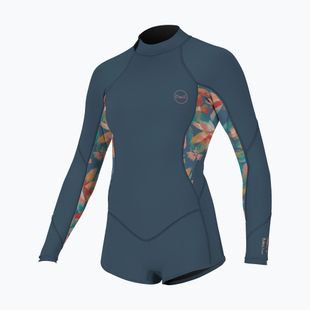 Children's wetsuit O'Neill Girls Bahia 2/1 Back Zip LS Spring copen blue/painted tropics/copen blue