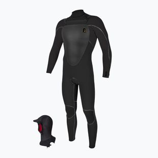 Men's wetsuit O'Neill Mutant Legend 5/4 mm Chest Zip with Hood Full black/tempered steel