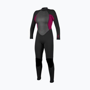 Women's swimming wetsuit O'Neill Reactor-2 3/2 Back Zip Full J18 black/punk pink