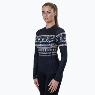 Women's thermal top Surfanic Cozy Limited Edition Crew Neck black fairisle