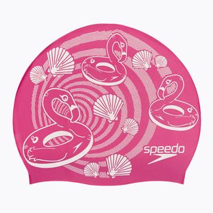 Speedo Slogan Print pink/white children's swimming cap