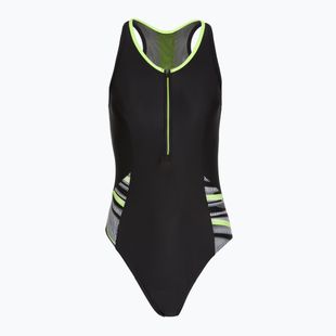 Speedo Reflect Wave black/green women's one-piece swimsuit