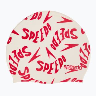 Speedo children's swimming cap Slogan Print white/red