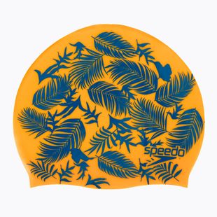 Speedo Slogan Print orange/blue children's swimming cap