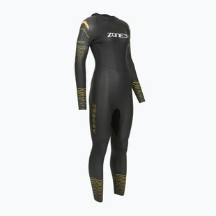 Women's triathlon wetsuit Zone3 Thermal Aspect Breaststroke 2,5 mm black/orange/yellow